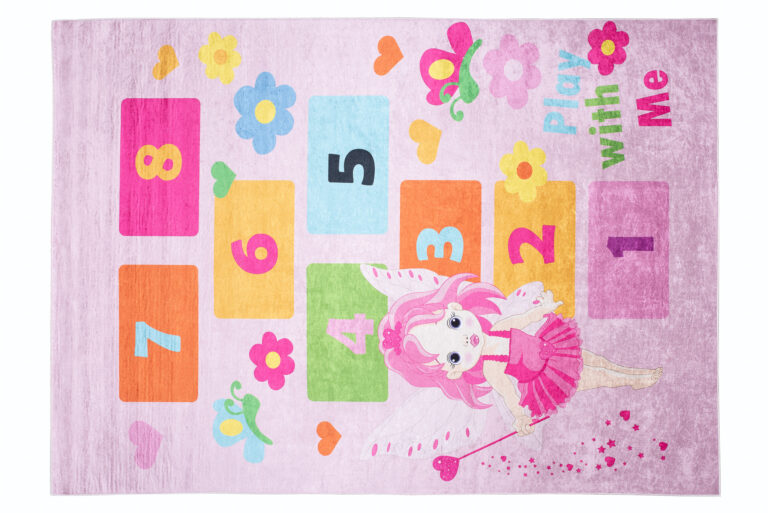 Tappeto Emma Bambini Rosa Fata Gioco a Campana Antiscivolo