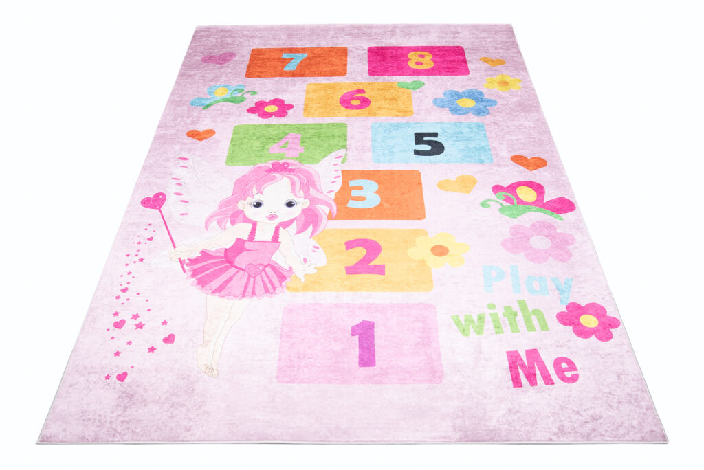 Tappeto Emma Bambini Rosa Fata Gioco a Campana Antiscivolo