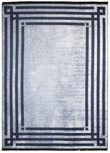 Tappeto Toscana con Frange Grigio Blu Cornice