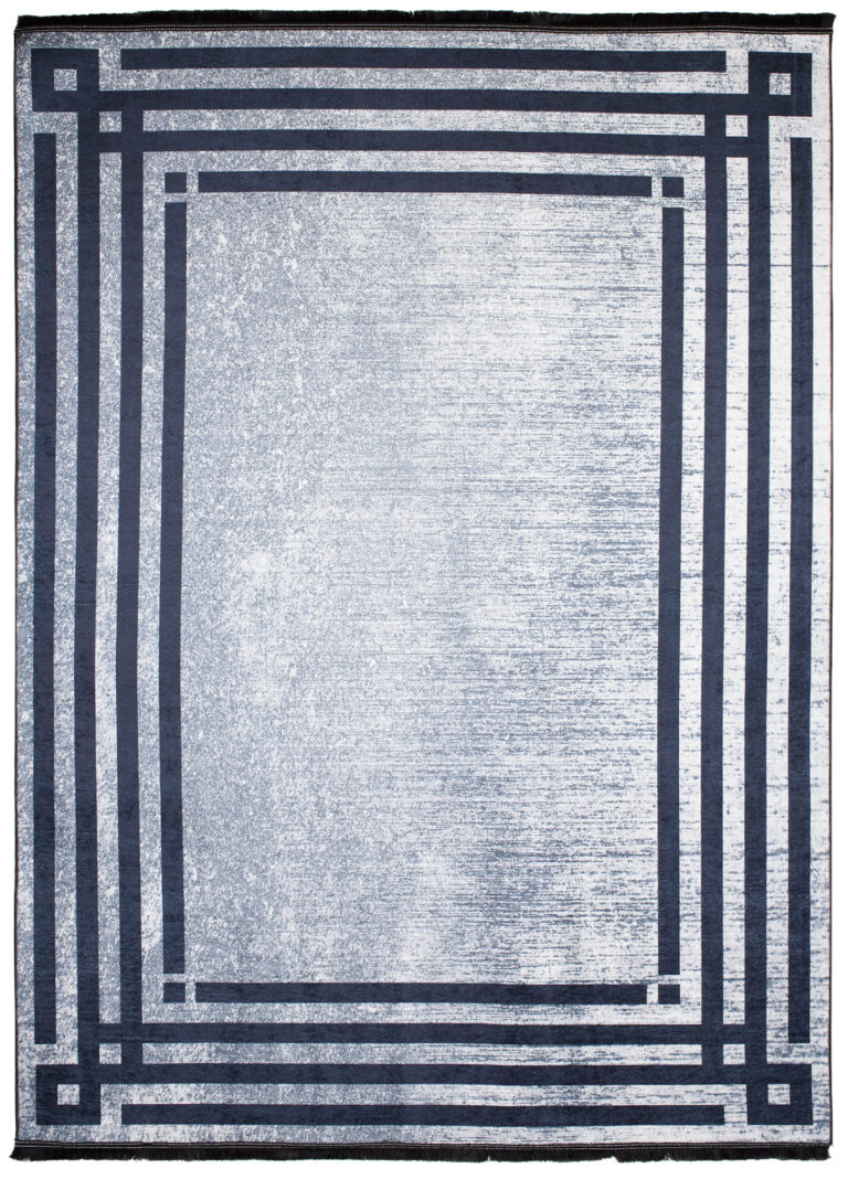 Tappeto Toscana con Frange Grigio Blu Cornice