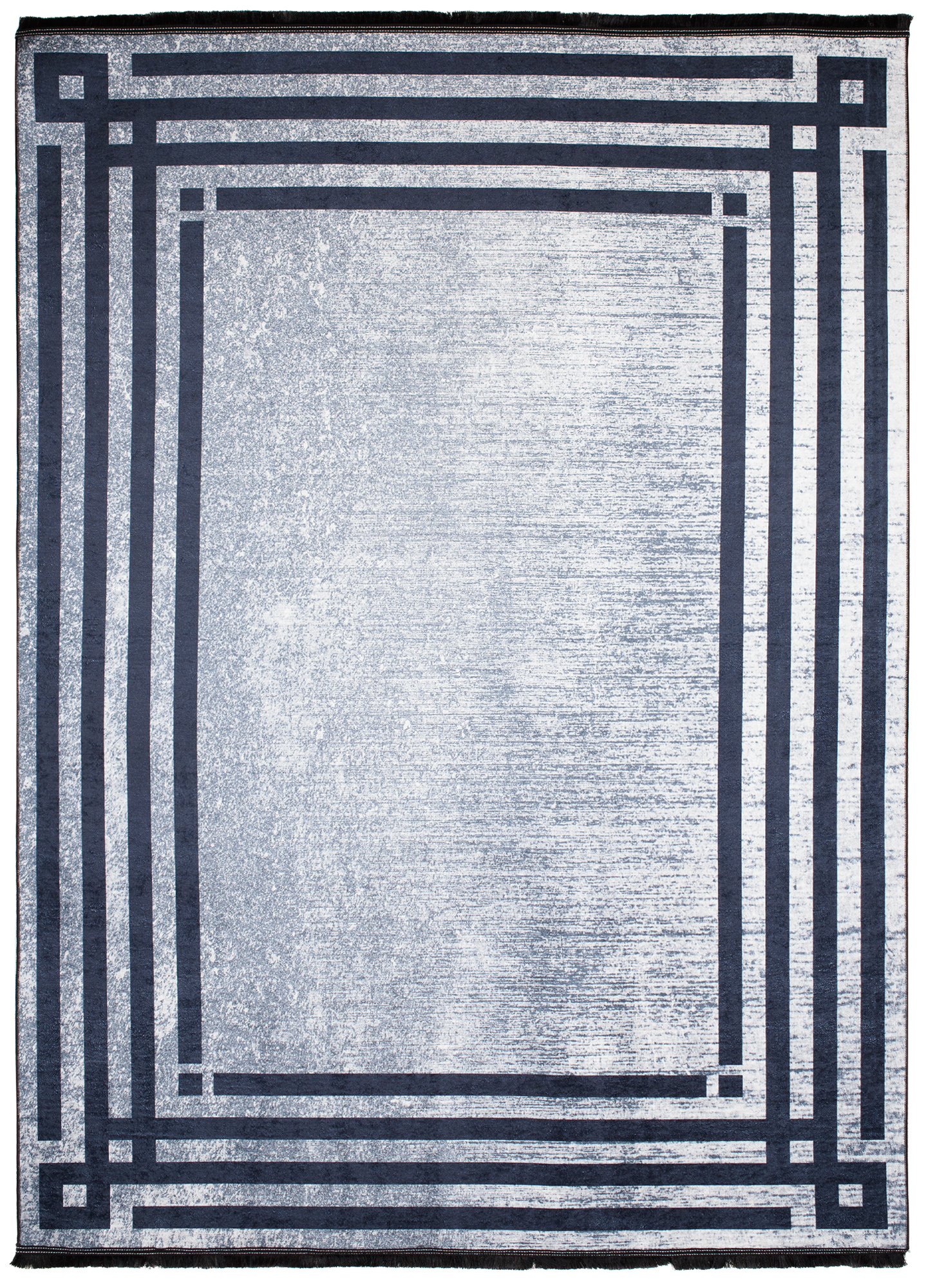 Tappeto Toscana con Frange Grigio Blu Cornice