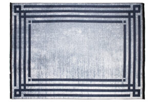 Tappeto Toscana con Frange Grigio Blu Cornice