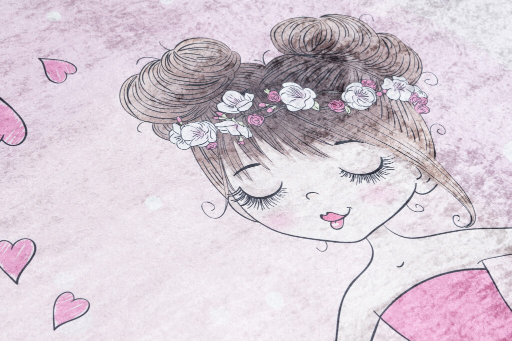 Tappeto Emma Bambini Rosa Ballerina Gatto Antiscivolo