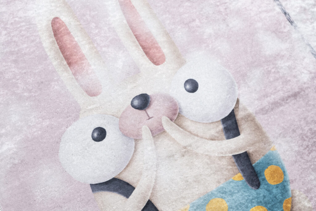 Tappeto Emma Bambini Rosa Lepri Giocco a Campana Antiscivolo
