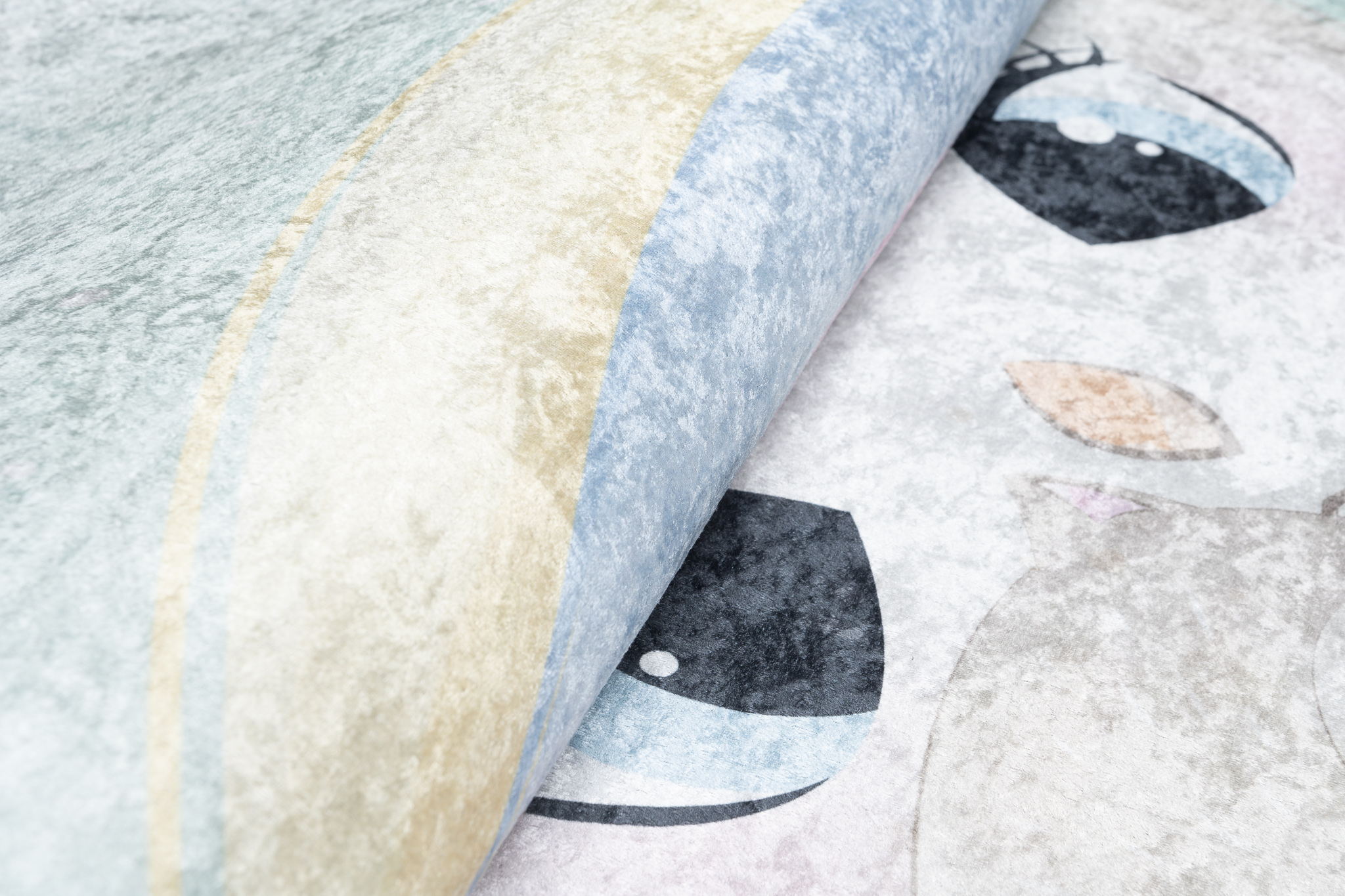 Tappeto Emma Bambini Turchese Gufo Antiscivolo