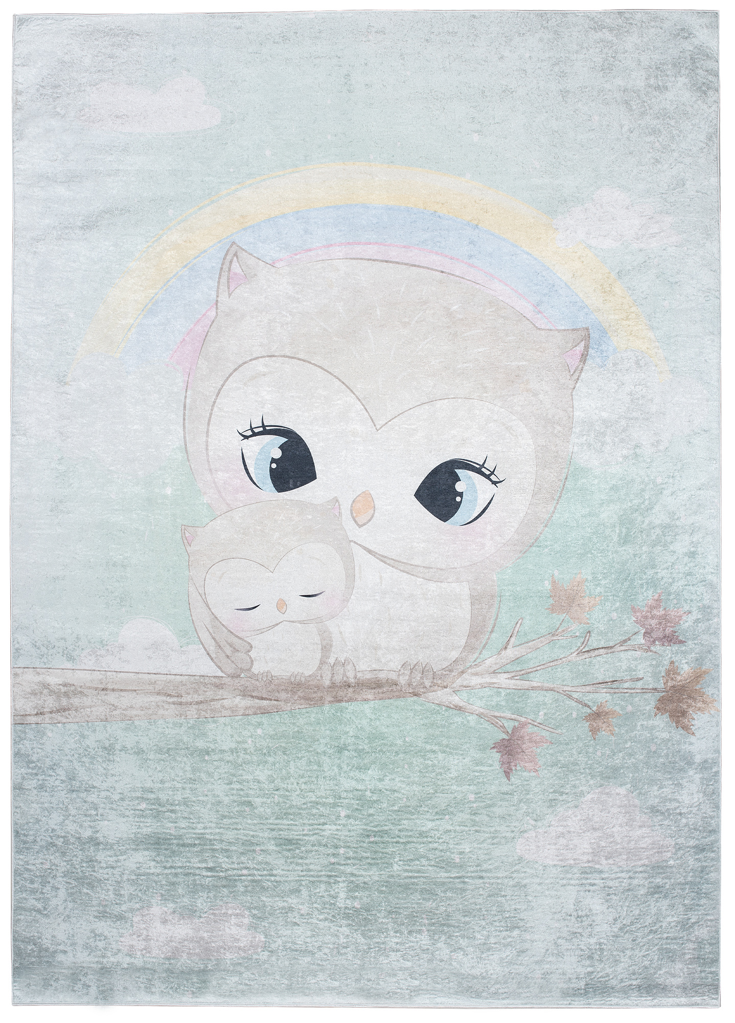 Tappeto Emma Bambini Turchese Gufo Antiscivolo