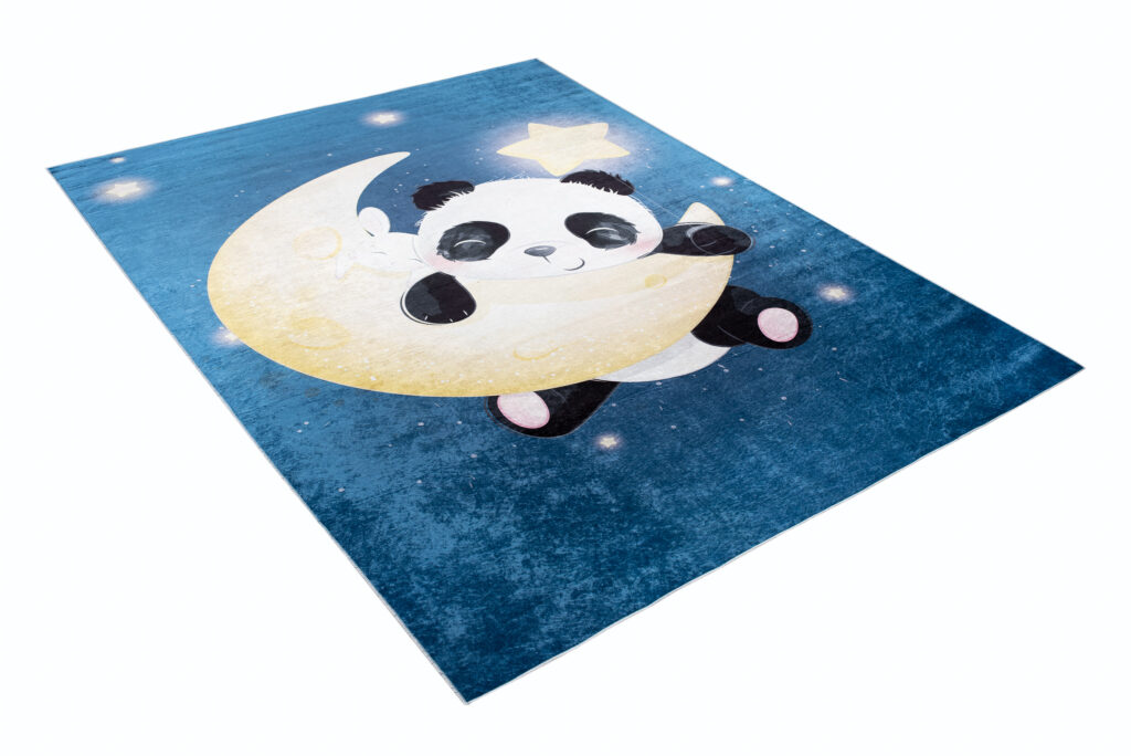 Tappeto Emma Bambini Blu Scuro Panda Antiscivolo