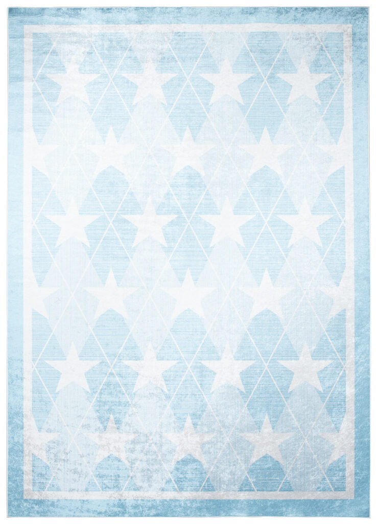 Tappeto Emma Antiscivolo Lavabile Blu Stelle