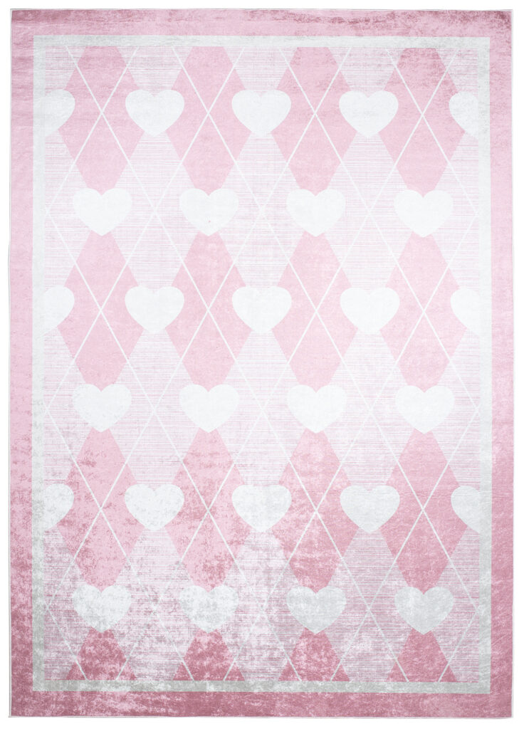 Tappeto Emma Antiscivolo Lavabile Rosa Cuori