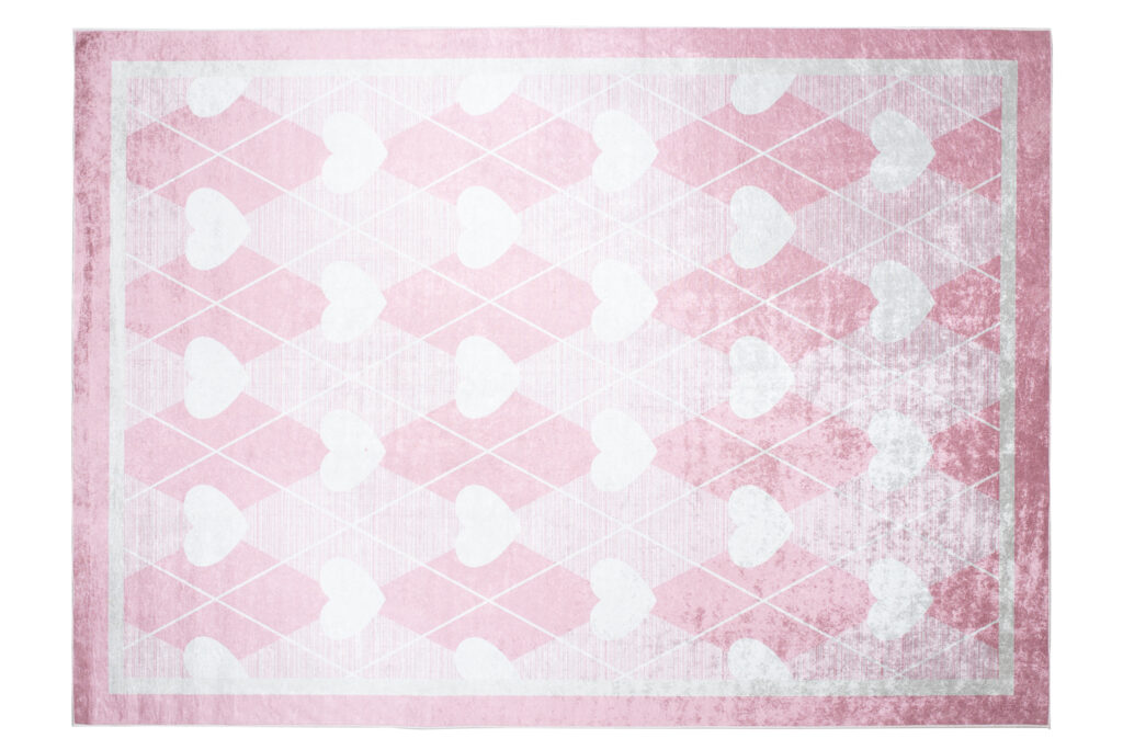 Tappeto Emma Antiscivolo Lavabile Rosa Cuori