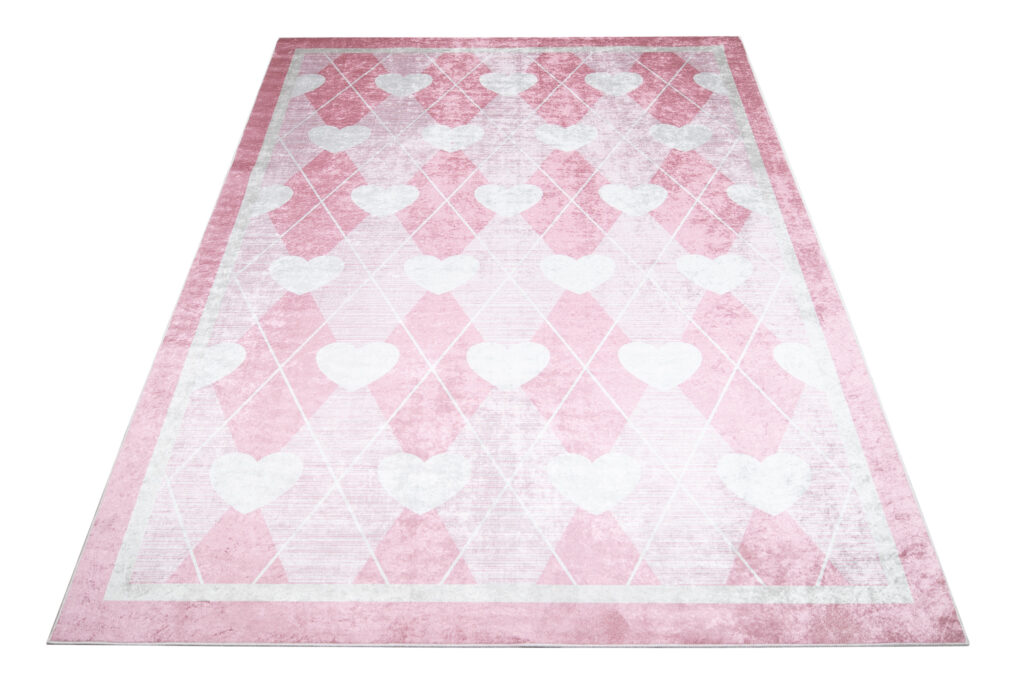 Tappeto Emma Antiscivolo Lavabile Rosa Cuori