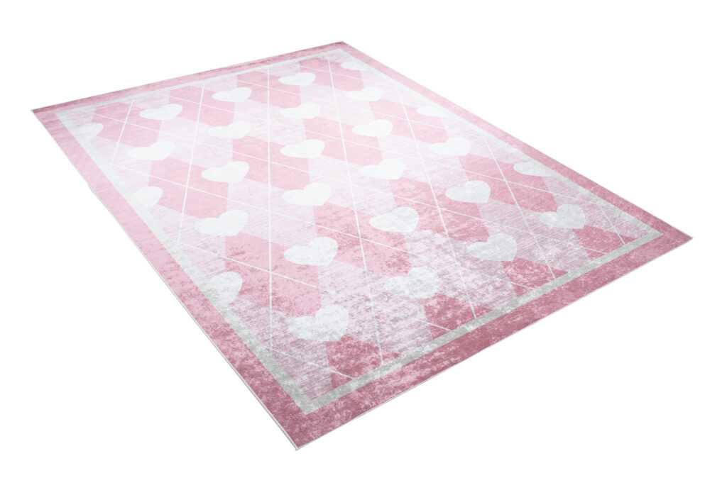 Tappeto Emma Antiscivolo Lavabile Rosa Cuori