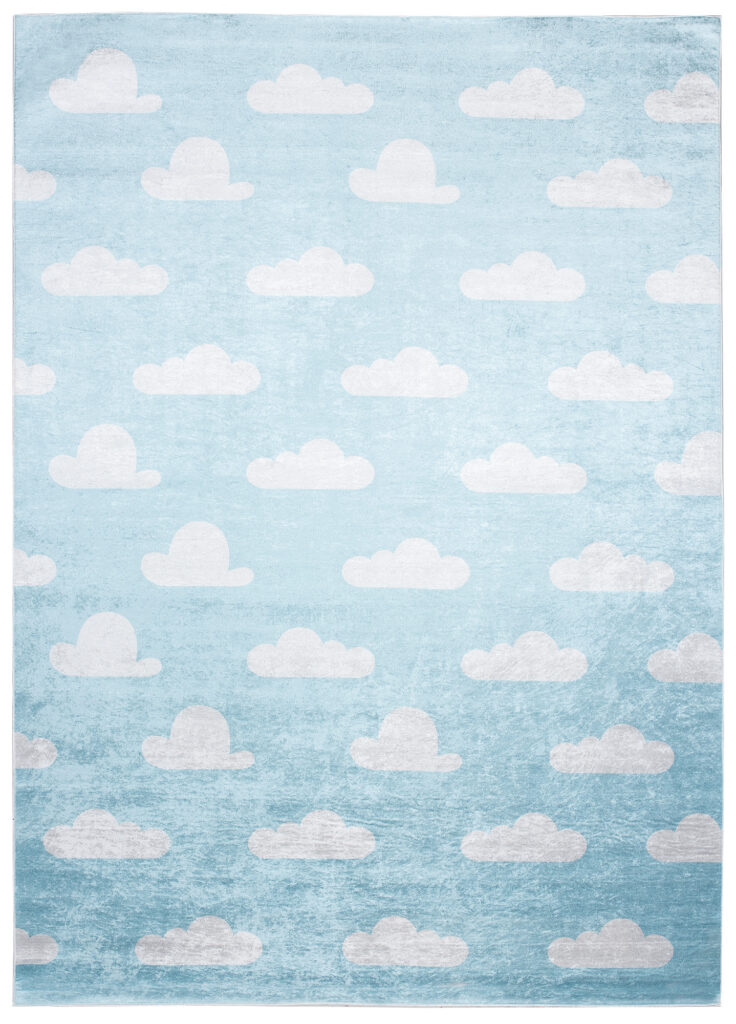 Tappeto Emma Bambini Blu Pallido Nuvole Antiscivolo