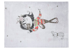 Tappeto Emma Bambini Grigio Bambina Cane Antiscivolo