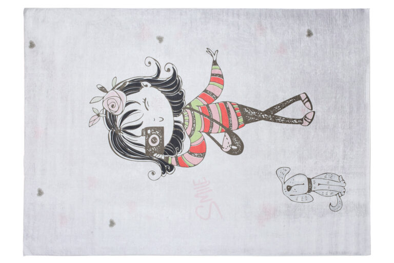 Tappeto Emma Bambini Grigio Bambina Cane Antiscivolo