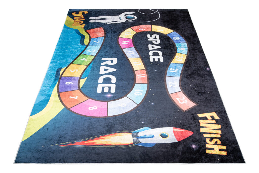 Tappeto Emma Bambini Scuro Spazio Gara Antiscivolo