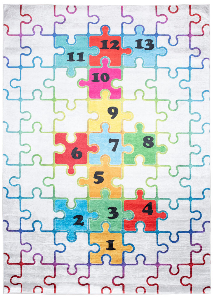Tappeto Emma Bambini Chiaro Puzzle Giocco a Campana Antiscivolo
