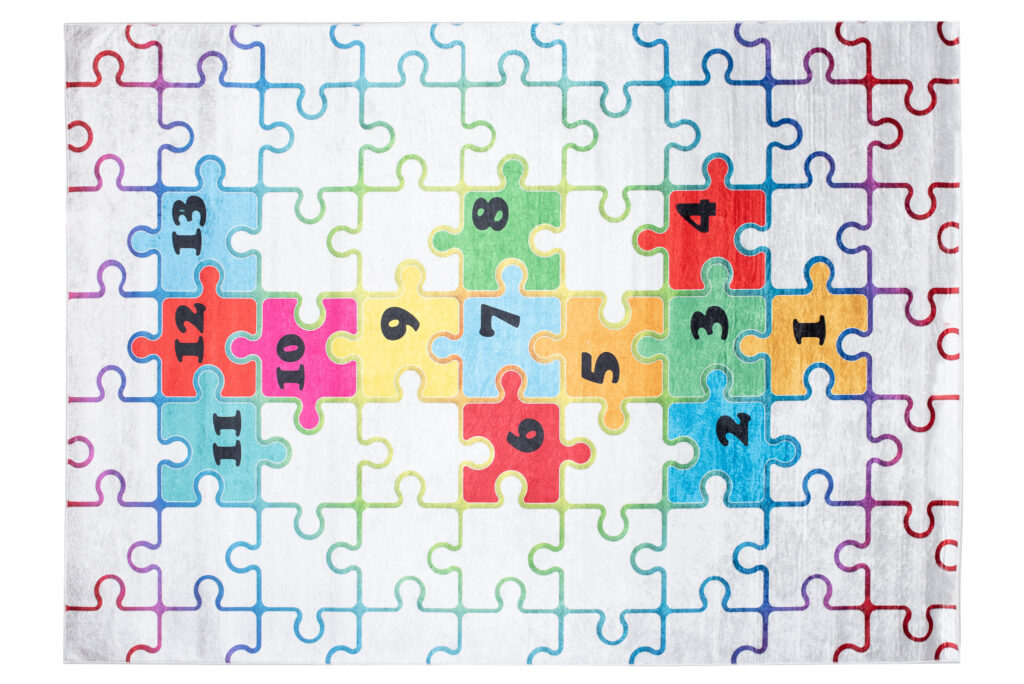Tappeto Emma Bambini Chiaro Puzzle Giocco a Campana Antiscivolo