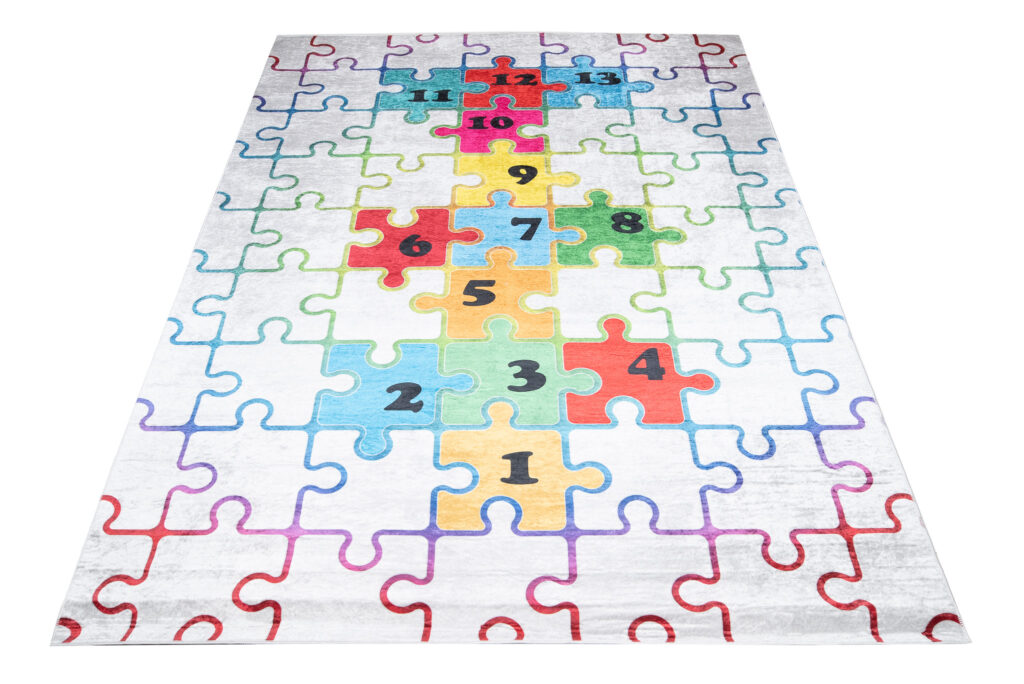 Tappeto Emma Bambini Chiaro Puzzle Giocco a Campana Antiscivolo