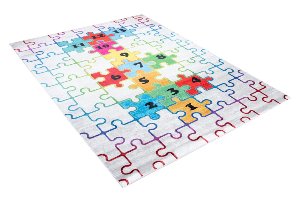 Tappeto Emma Bambini Chiaro Puzzle Giocco a Campana Antiscivolo
