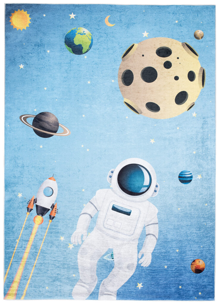 Tappeto Emma Bambini Blu Spazio Astronauta Antiscivolo