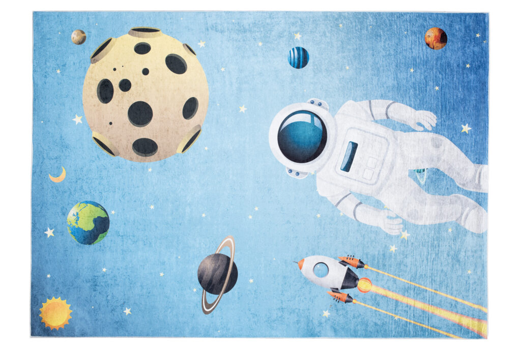 Tappeto Emma Bambini Blu Spazio Astronauta Antiscivolo