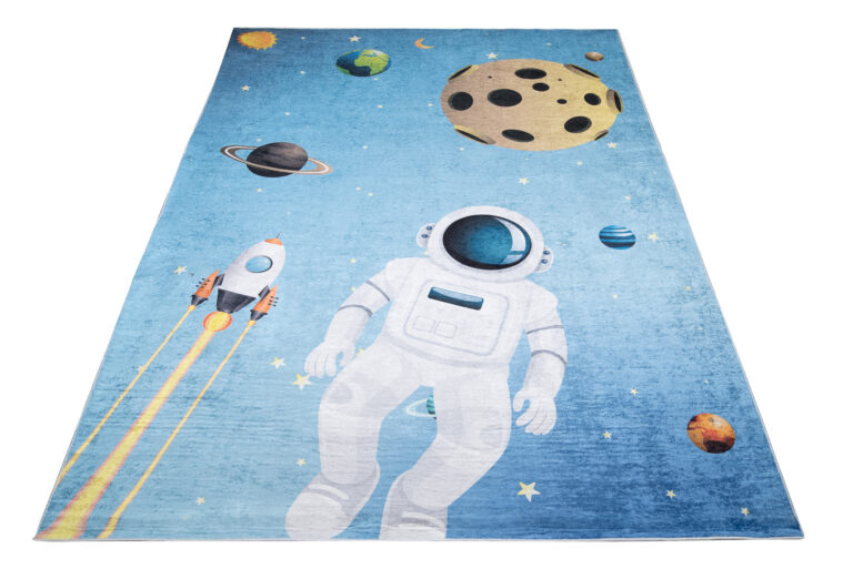 Tappeto Emma Bambini Blu Spazio Astronauta Antiscivolo