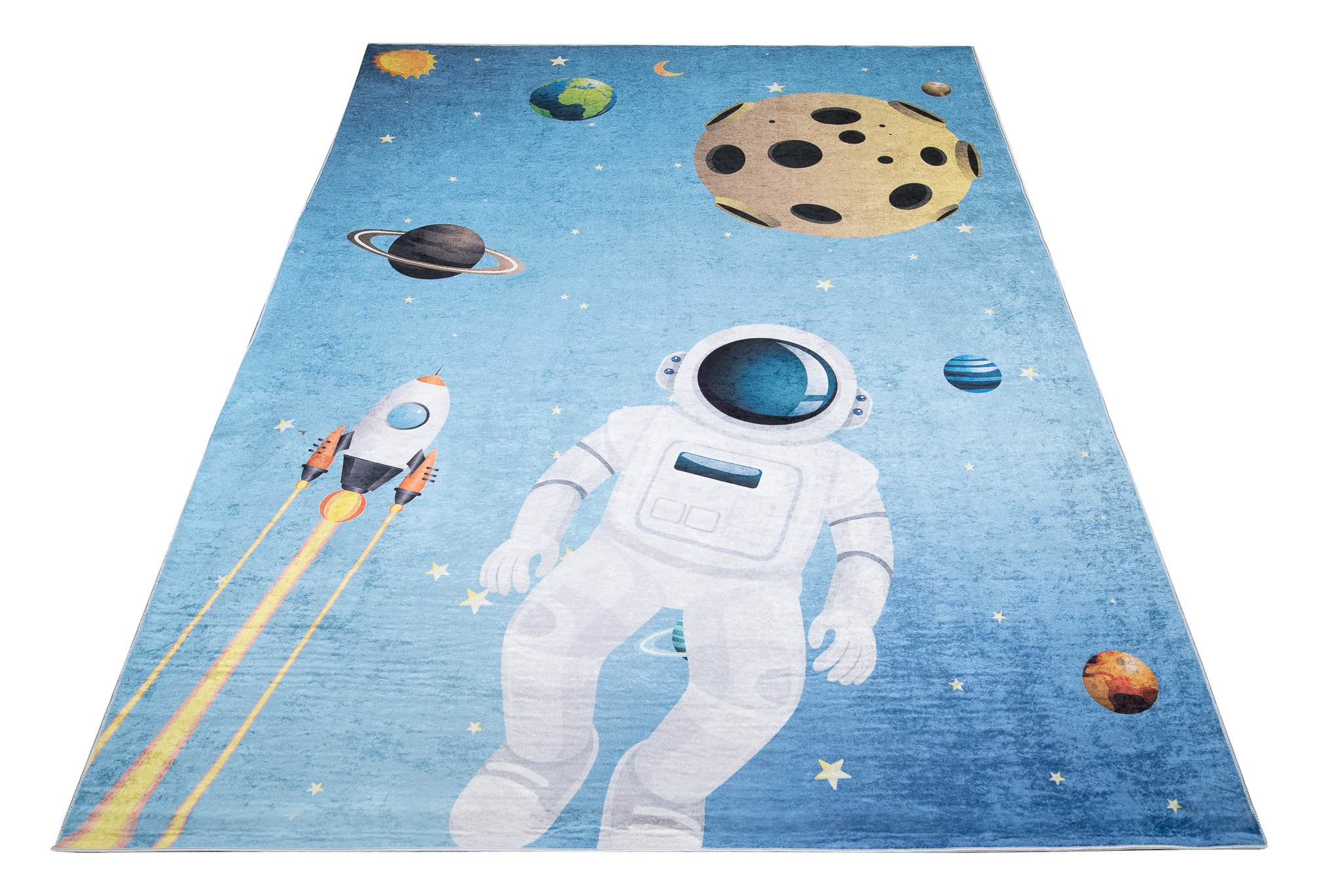 Tappeto Emma Bambini Blu Spazio Astronauta Antiscivolo