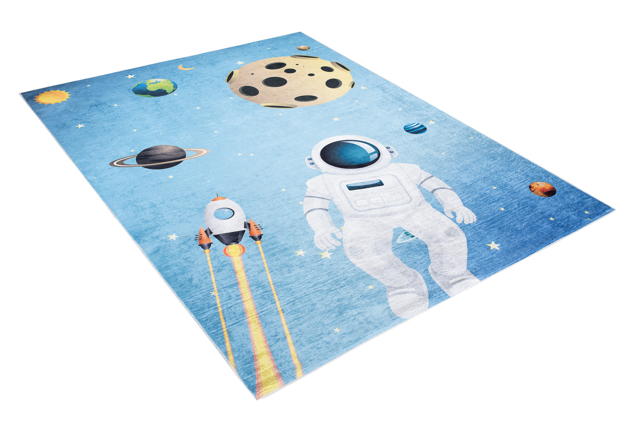 Tappeto Emma Bambini Blu Spazio Astronauta Antiscivolo