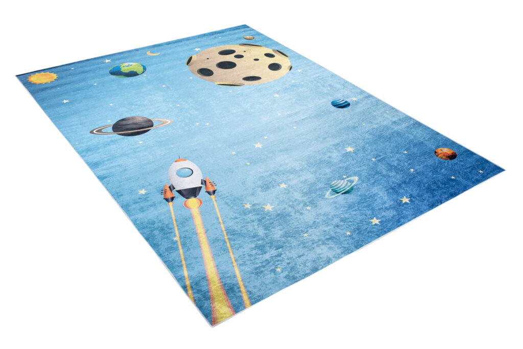 Tappeto Emma Bambini Blu Spazio Pianeti Antiscivolo