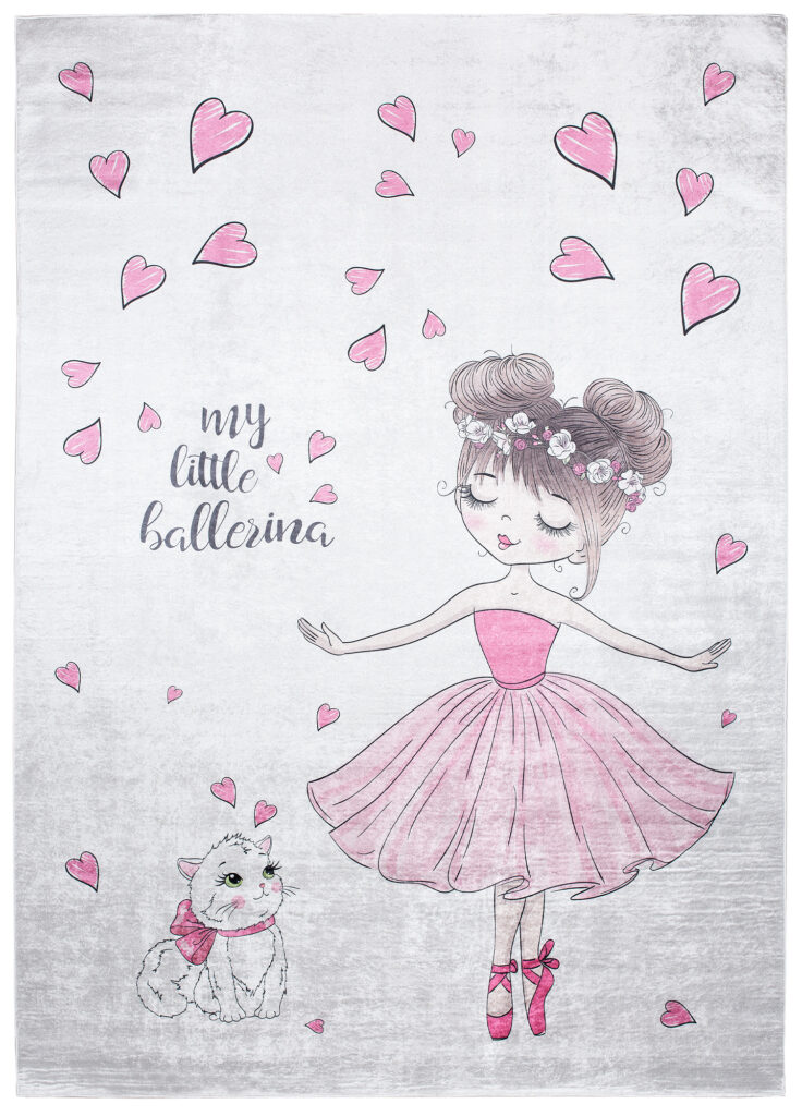 Tappeto Emma Bambini Rosa Danzatrice Gatto Antiscivolo