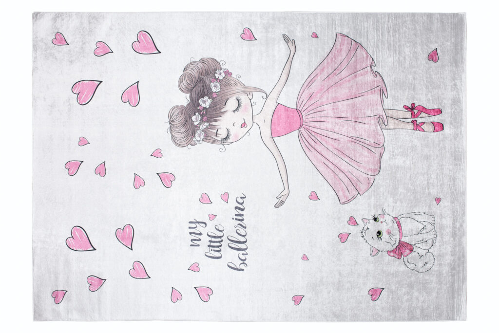 Tappeto Emma Bambini Rosa Danzatrice Gatto Antiscivolo