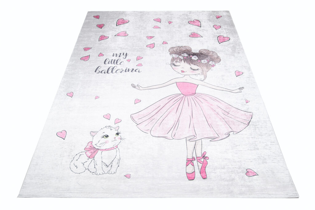 Tappeto Emma Bambini Rosa Danzatrice Gatto Antiscivolo