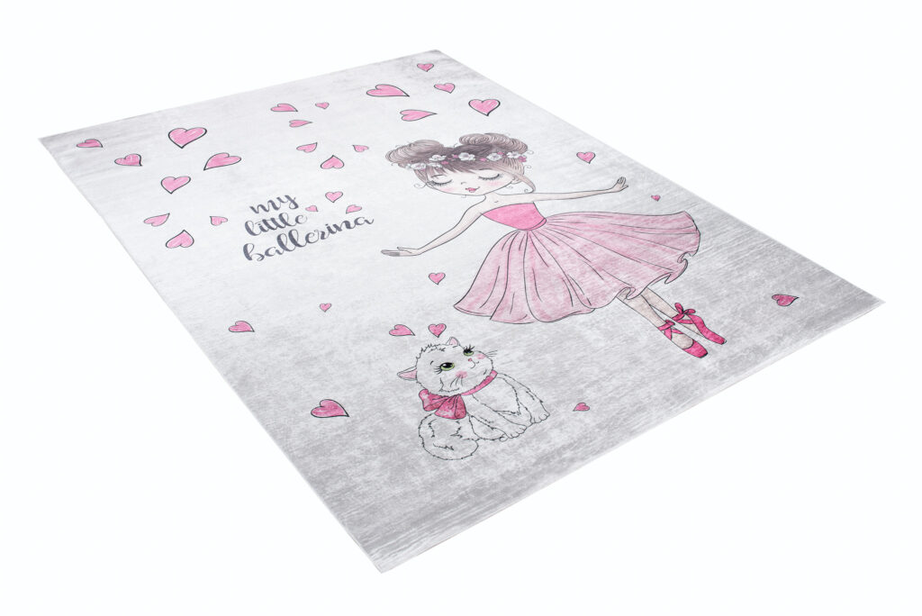 Tappeto Emma Bambini Rosa Danzatrice Gatto Antiscivolo