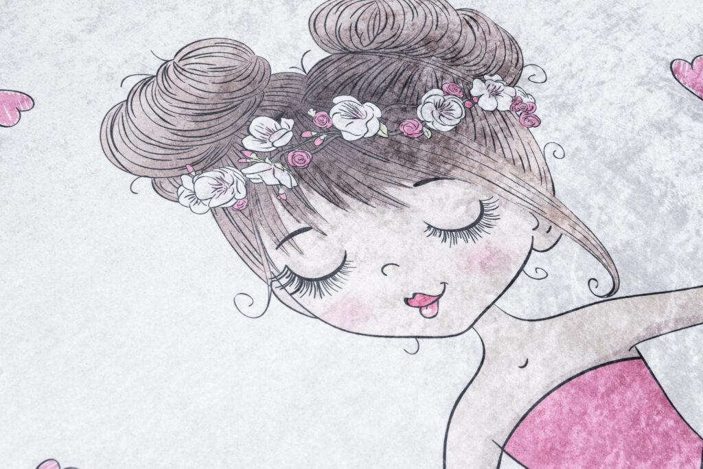 Tappeto Emma Bambini Rosa Danzatrice Gatto Antiscivolo