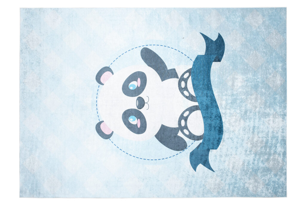 Tappeto Emma Antiscivolo Lavabile Blu Panda