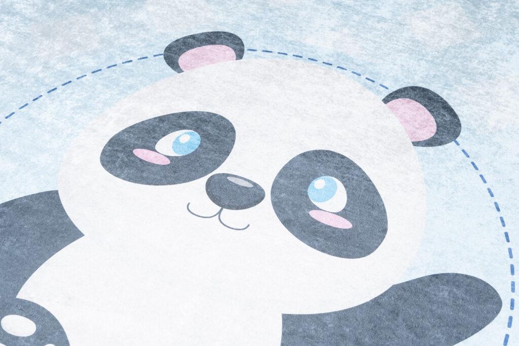 Tappeto Emma Antiscivolo Lavabile Blu Panda