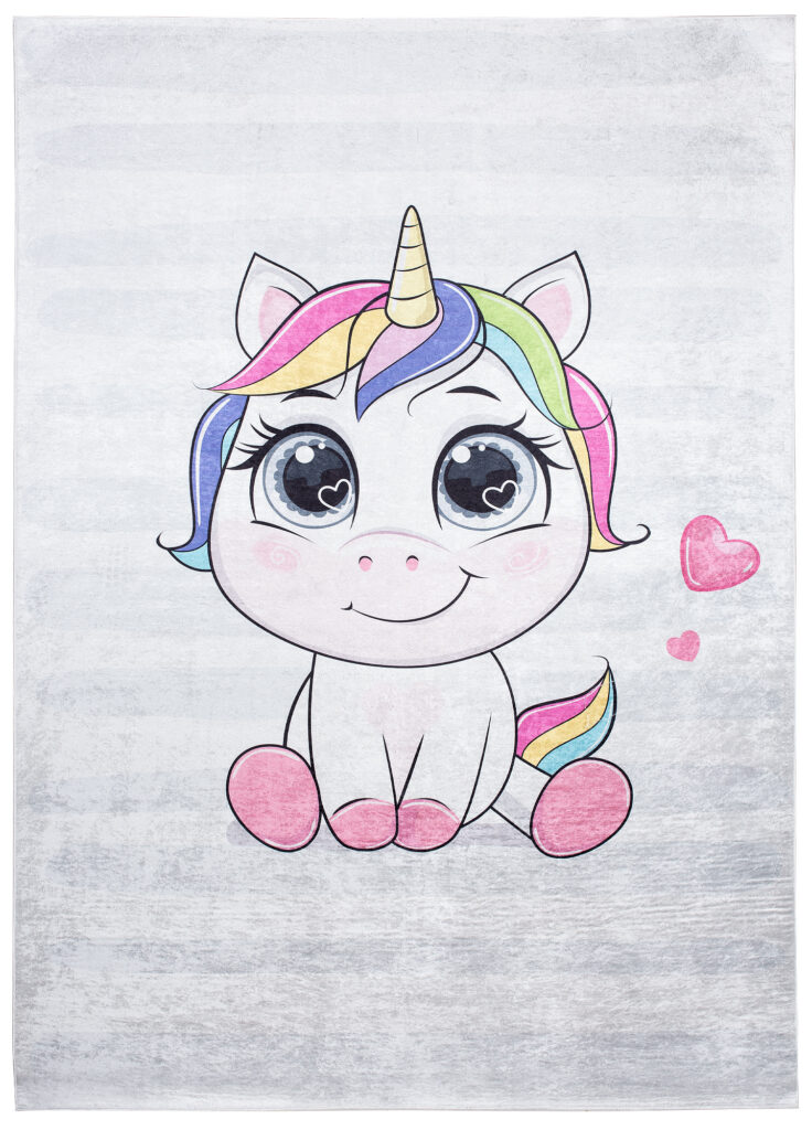 Tappeto Emma Bambini Grigio Unicorno Antiscivolo