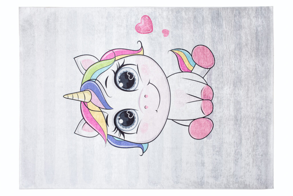Tappeto Emma Bambini Grigio Unicorno Antiscivolo