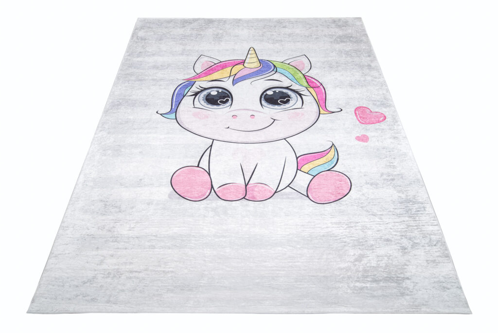 Tappeto Emma Bambini Grigio Unicorno Antiscivolo