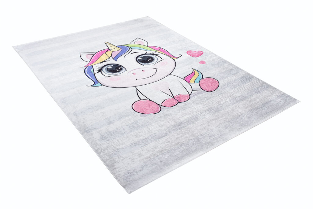 Tappeto Emma Bambini Grigio Unicorno Antiscivolo