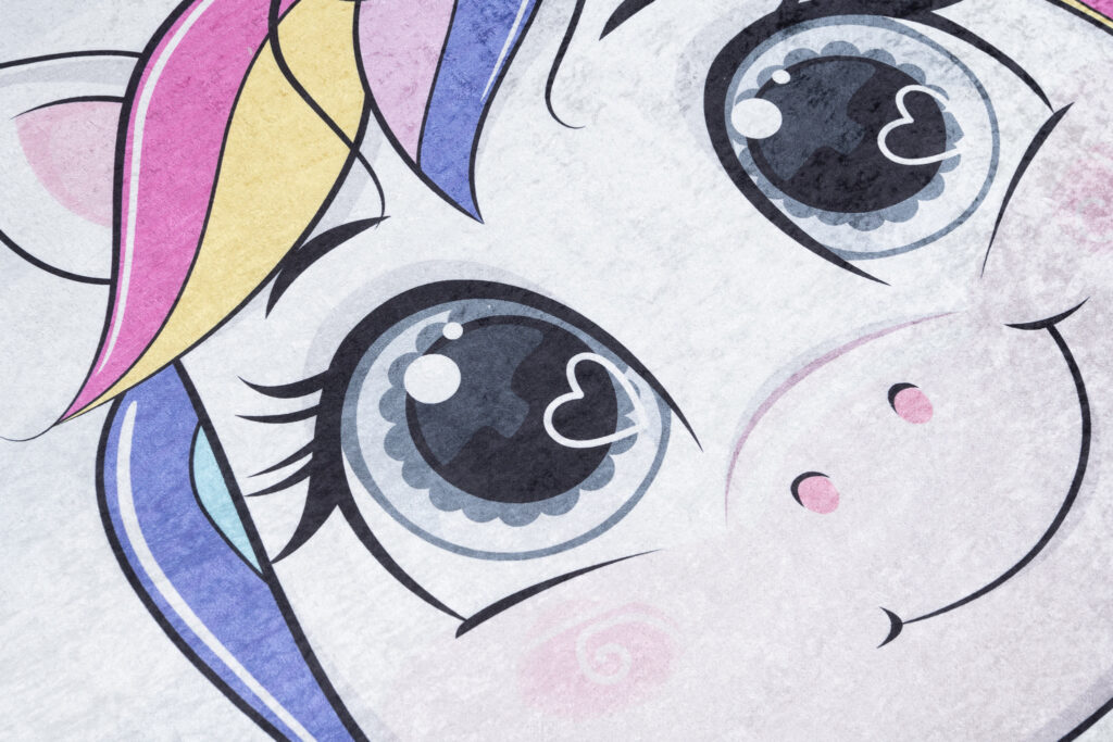 Tappeto Emma Bambini Grigio Unicorno Antiscivolo