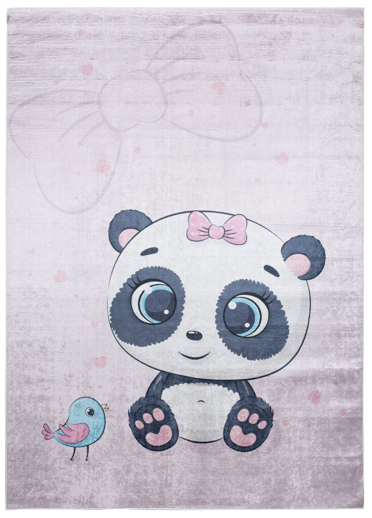 Tappeto Emma Bambini Viola Pallido Panda Antiscivolo