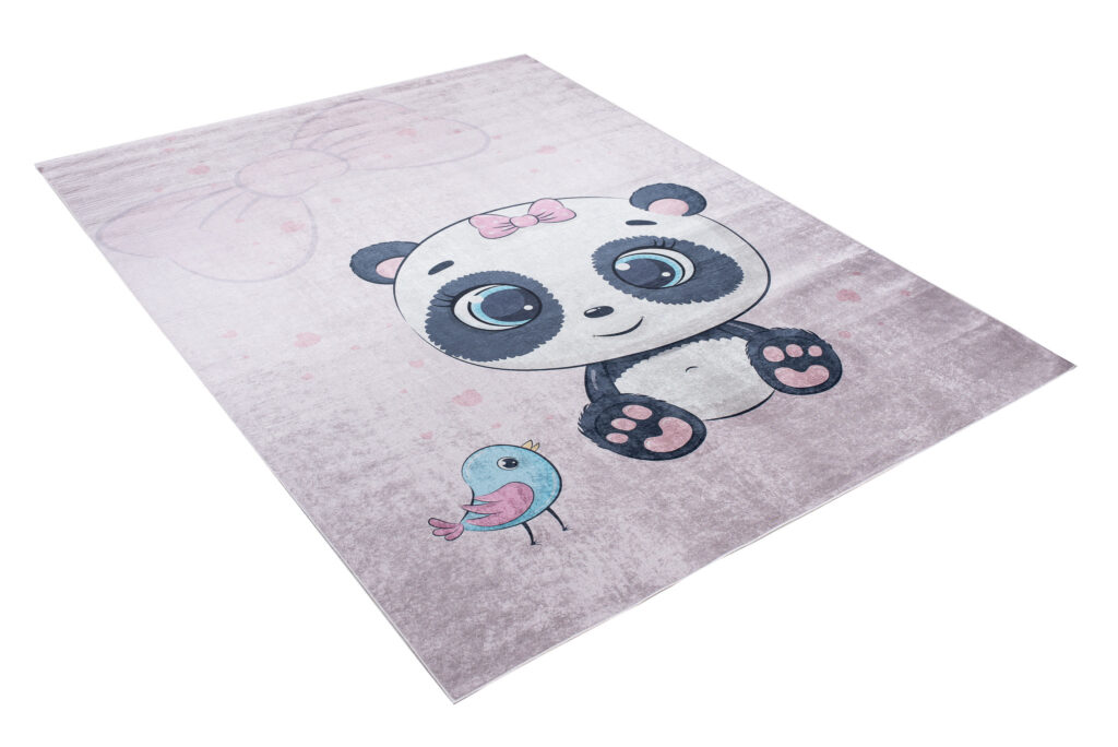 Tappeto Emma Bambini Viola Pallido Panda Antiscivolo