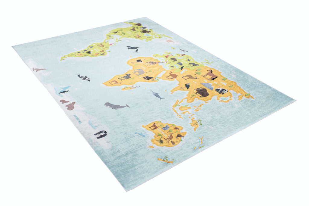 Tappeto Emma Bambini Mappa del Mondo Multicolore Antiscivolo