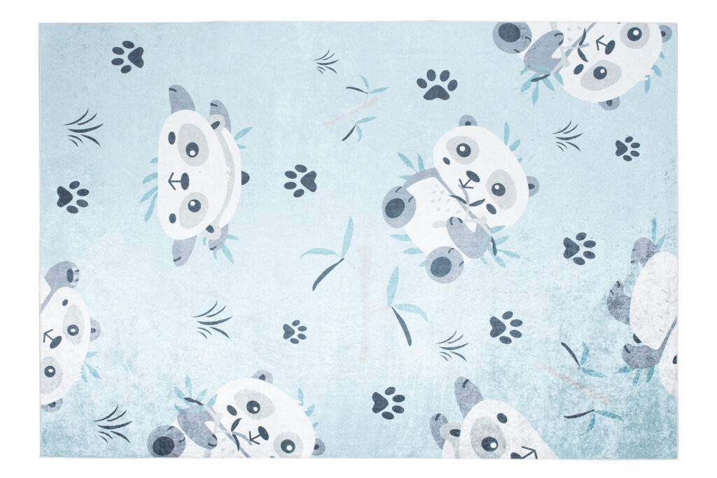 Tappeto Emma Antiscivolo Lavabile Blu Grigio Panda