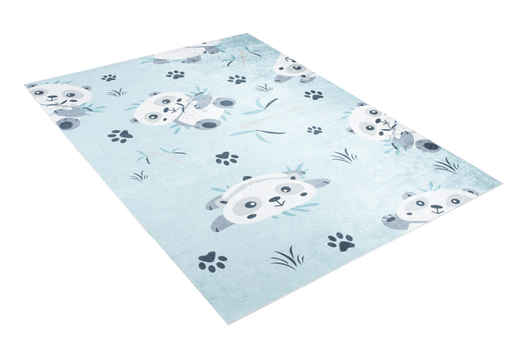 Tappeto Emma Antiscivolo Lavabile Blu Grigio Panda