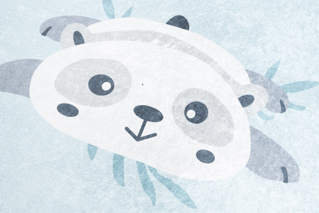 Tappeto Emma Antiscivolo Lavabile Blu Grigio Panda