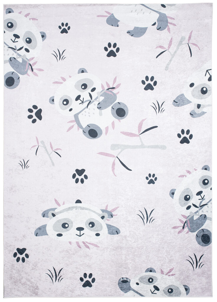 Tappeto Emma Antiscivolo Lavabile Rosa Grigio Panda