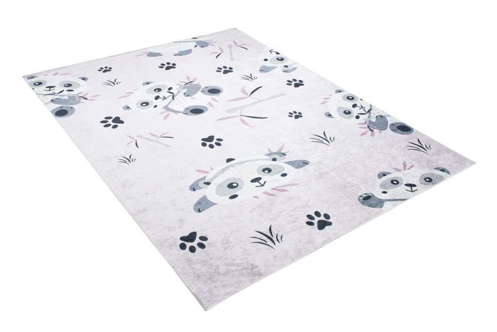 Tappeto Emma Antiscivolo Lavabile Rosa Grigio Panda